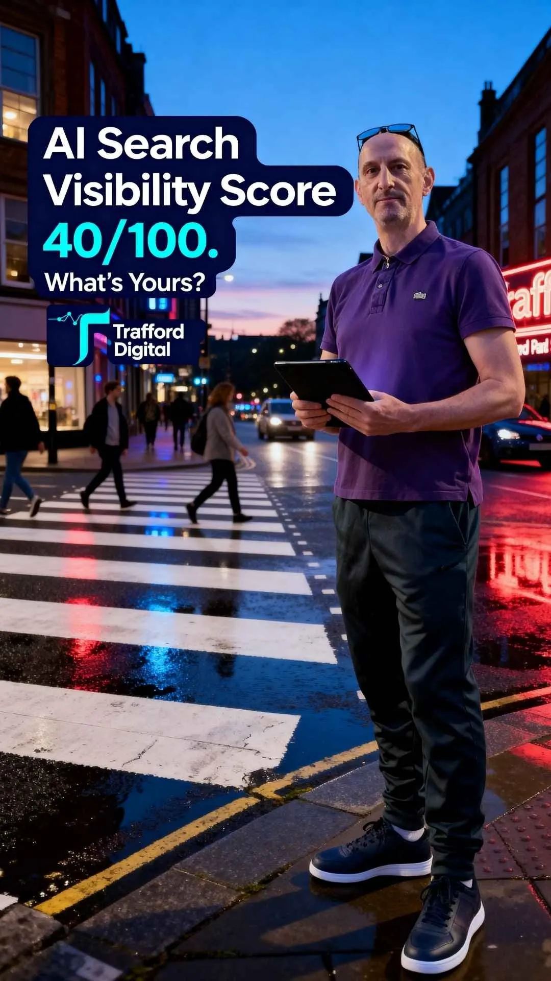 AI search visibility score of 100%, supporting UK small businesses in enhancing their online presence.