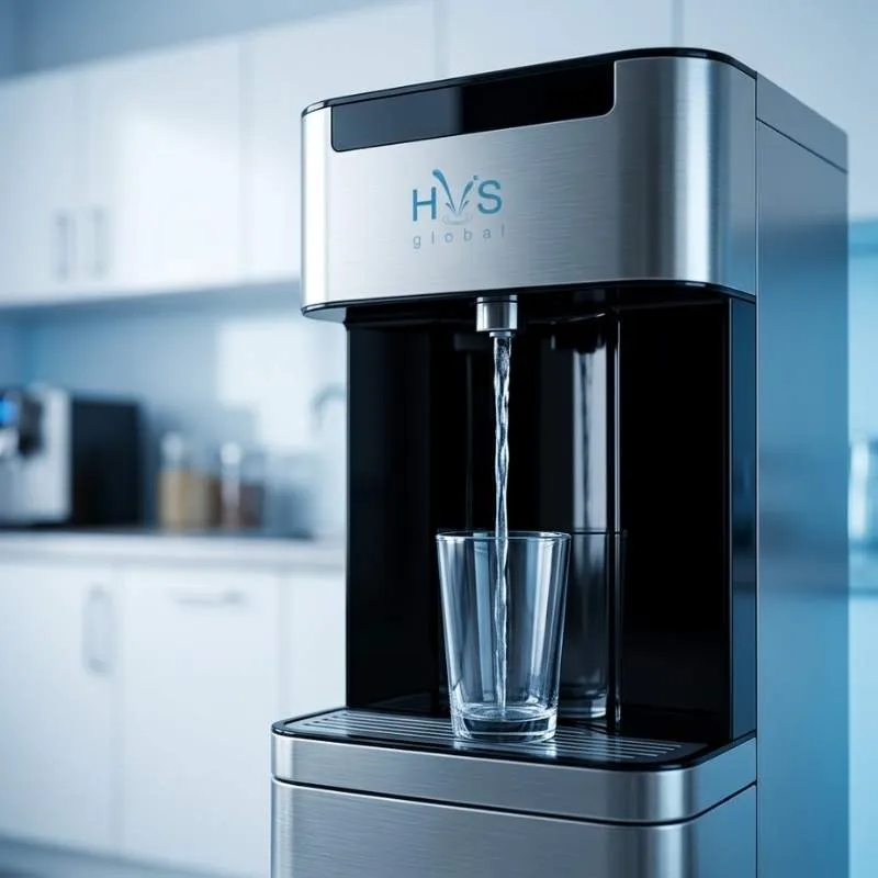 A water dispenser with a filled glass of water, representing hydration in the Trafford Digital Small Business Community.